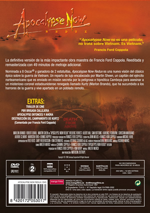 Carátula trasera de Apocalypse Now Redux: Edicin Especial