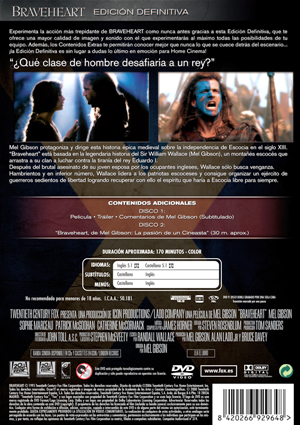 Carátula trasera de Braveheart: Edicin Definitiva