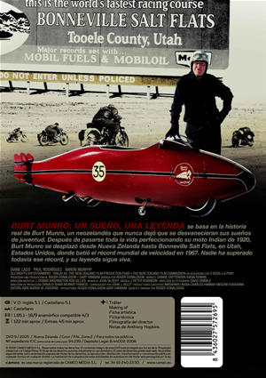 Carátula trasera de Burt Munro, un sueo, una leyenda