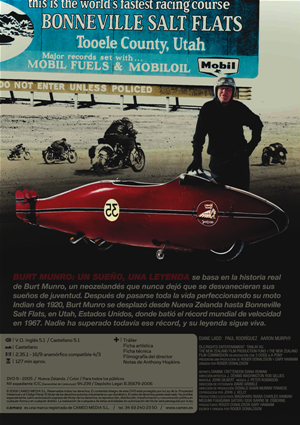 Car&aacute;tula trasera de Burt Munro, un sue�o, una leyenda