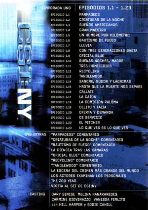 Carátula trasera de Pack C.S.I.: Nueva York 1a Temporada completa