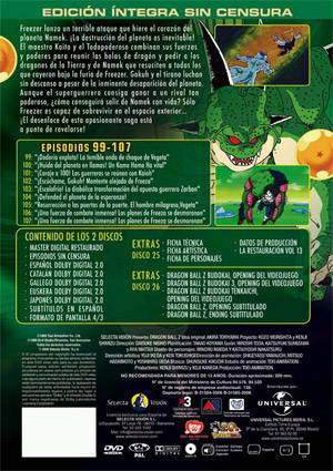 Carátula trasera de Dragon Ball Z vol. 13 - Saga Freeza - (Ep. 099-107)