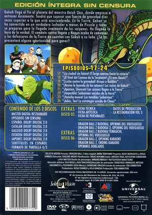 Carátula trasera de Dragon Ball Z vol. 03 - Saga Saiyans - (Ep. 017-024)