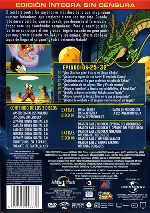 Carátula trasera de Dragon Ball Z vol. 04 - Saga Saiyans - (Ep. 025-032)