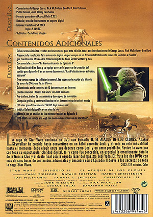 Carátula trasera de Star Wars: Episodio II - El Ataque de los Clones