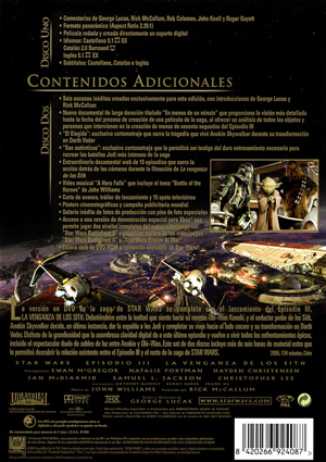 Carátula trasera de Star Wars Episodio III - La venganza de los sith