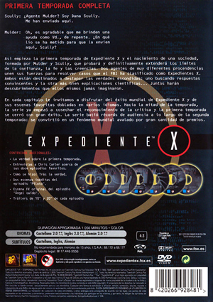 Carátula trasera de Expediente X: Temporada 1