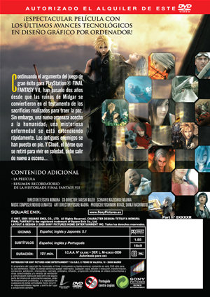 Carátula trasera de Final Fantasy VII: Advent Children