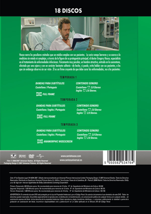 Carátula trasera de House: Temporadas 1-2-3