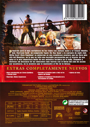 Carátula trasera de Indiana Jones y el templo maldito - Edicin Especial