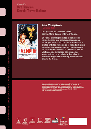 Carátula trasera de Terror italiano: Los vampiros