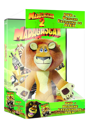 Carátula frontal de Madagascar 2 + peluche Alex