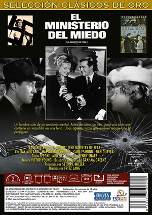 Carátula trasera de El ministerio del miedo
