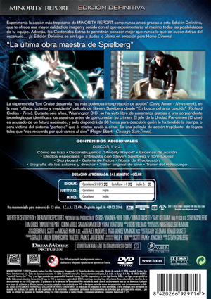 Carátula trasera de Minority Report: Edicin Definitiva