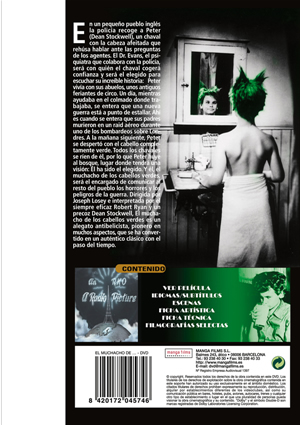 Carátula trasera de El muchacho de los cabellos verdes