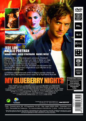Carátula trasera de My blueberry nights