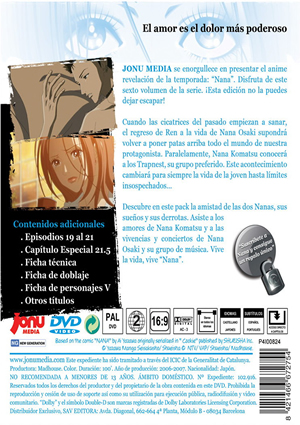 Carátula trasera de NANA Vol. 6 (Captulos 19-21 ms 21.5 capitulo especial)