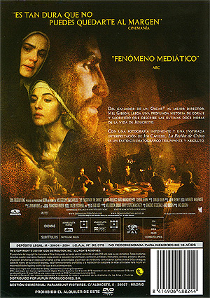 Carátula trasera de La Pasin de Cristo