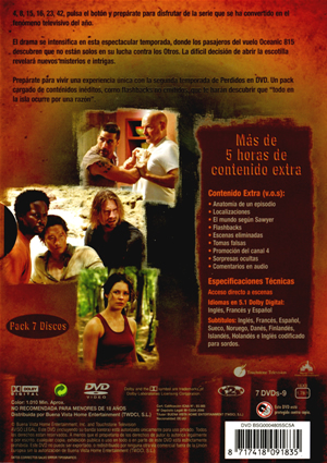 Carátula trasera de Perdidos (Lost): 2 temporada