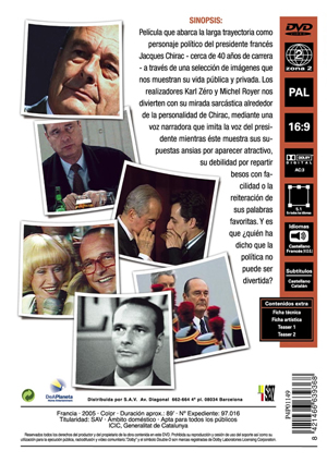 Carátula trasera de En la piel de Jacques Chirac