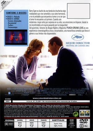 Carátula trasera de Punch-Drunk Love (Embriagado de amor)