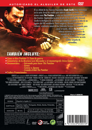 Carátula trasera de Punisher: War Zone