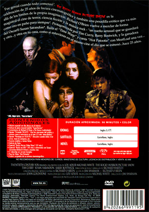 Carátula trasera de The Rocky Horror Picture Show