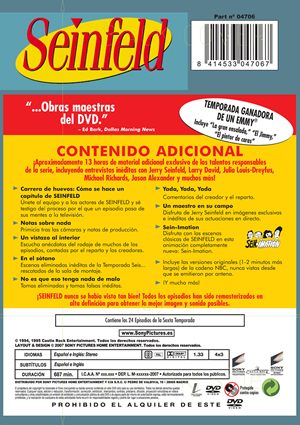 Carátula trasera de Seinfeld: Temporada 6