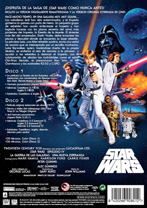 Carátula trasera de Star Wars: Episodio IV. La guerra de las Galaxias: Edicin Limitada