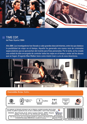 Carátula trasera de Cinemateca: Polica en el tiempo (Timecop)