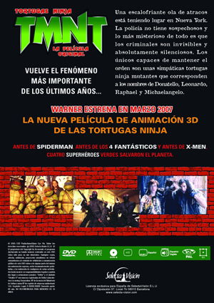 Carátula trasera de TMNT - Las tortugas ninja