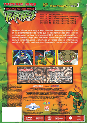 Carátula trasera de TMNT: Las tortugas ninja, vol. 3 (ep. 038-042)