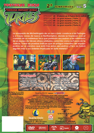 Carátula trasera de TMNT: Las tortugas ninja, vol. 5 (ep. 048-052)