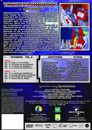 Carátula trasera de Transformers Generacin 1: Vol. 2 (Ep. 009-016)
