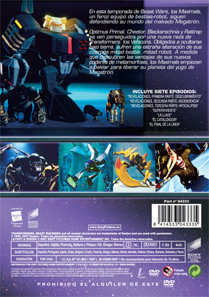 Carátula trasera de Transformers Beast Machines: Primera temporada (Vol. 2)