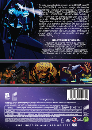 Carátula trasera de Transformers Beast Machines: Segunda temporada (Vol. 2)