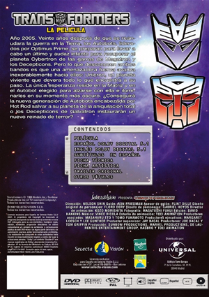 Carátula trasera de Transformers: La pelcula (animacin)