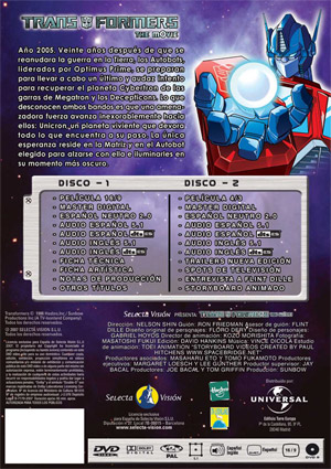 Carátula trasera de Transformers: La pelcula (animacin)