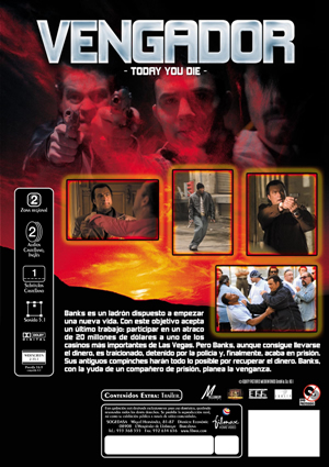 Carátula trasera de Vengador. Today You Die (tv movie)