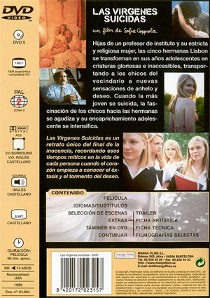 Carátula trasera de Las vrgenes suicidas