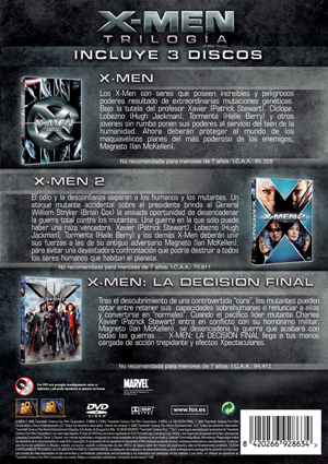Carátula trasera de X-Men Triloga ediciones sencillas