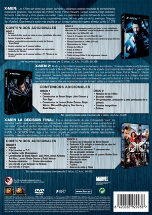 Carátula trasera de X-Men Triloga ediciones especiales