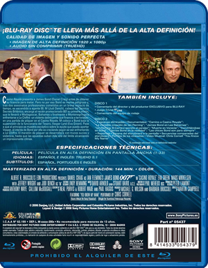 carátula trasera de James Bond 21: Casino Royale: Edicin Especial