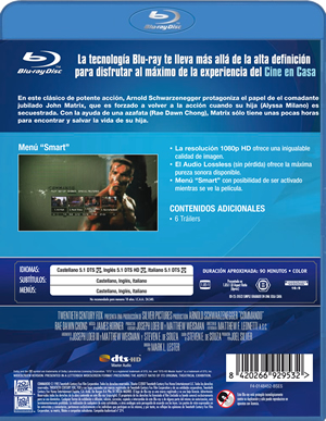 carátula trasera de Commando