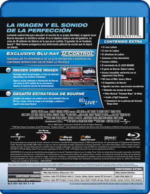 carátula trasera de The Bourne Identity (El caso Bourne)