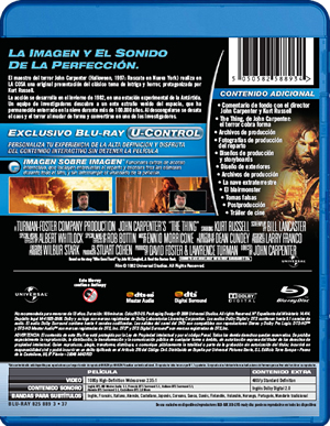 carátula trasera de La cosa (El enigma de otro mundo)