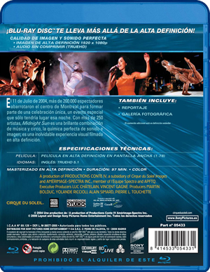 carátula trasera de Cirque du Soleil: Midnight Sun