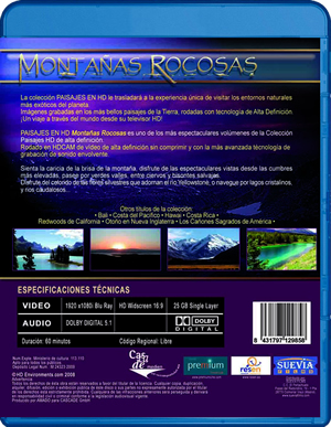 carátula trasera de Montaas rocosas (paisajes en alta definicin)