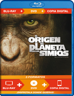 carátula frontal de El origen del planeta de los simios + DVD gratis