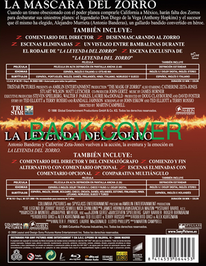 carátula trasera de Pack La mscara del Zorro + La leyenda del Zorro
